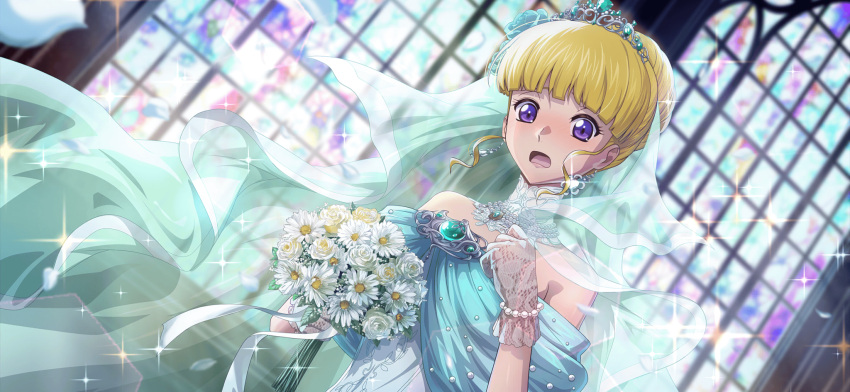 Safebooru - 1girl bare shoulders blonde hair blue eyes blunt bangs ...