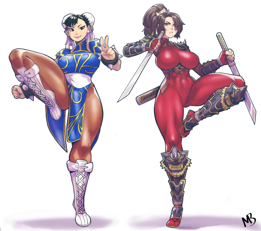 china_dress chinese_clothes chun-li commentary covered_navel cross-laced_fo...
