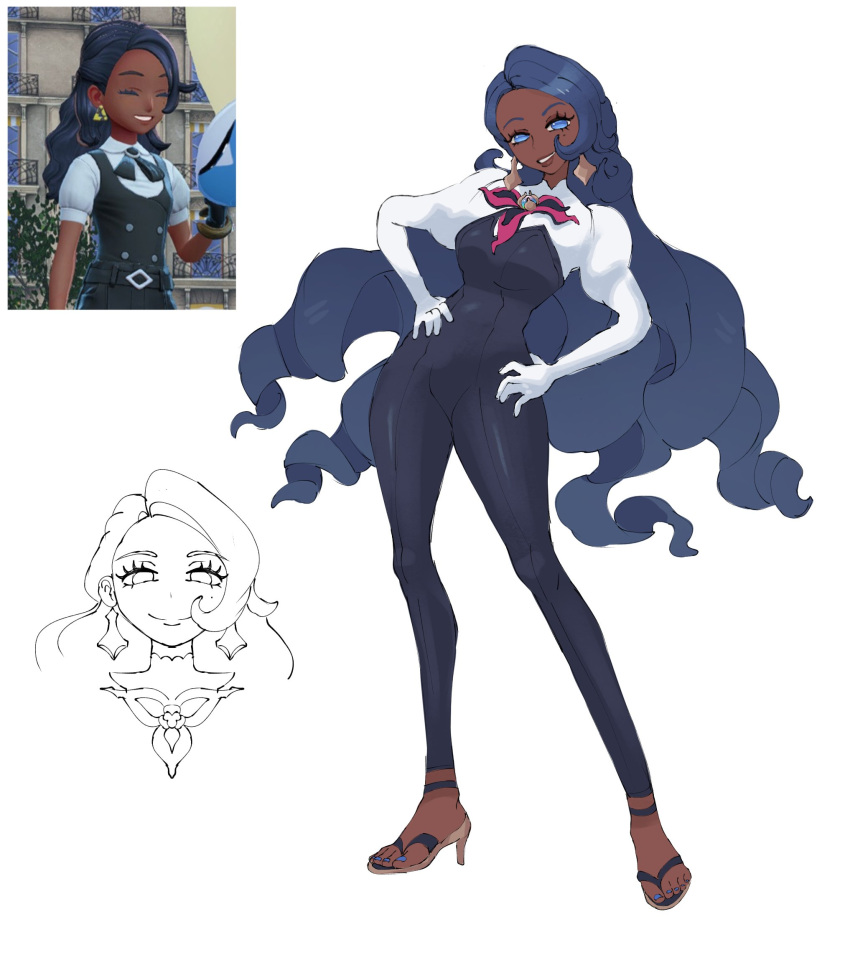 Safebooru - 1girl alternate skin color aurorus big hair blue hair ...