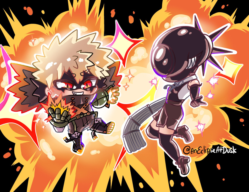 Safebooru - 1boy 1girl absurdres aneclipseatdusk bakugou katsuki blonde ...
