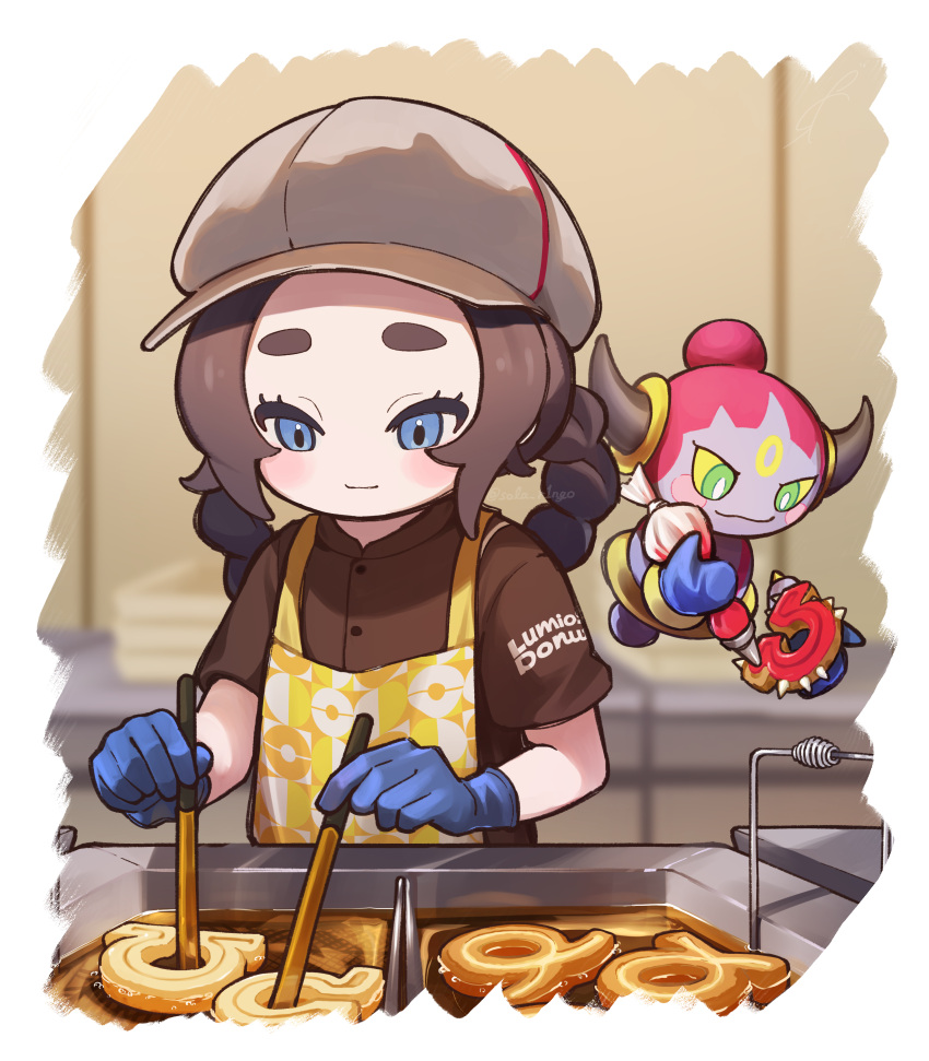 Pokemon Legends Ringo Safebooru - 1girl absurdres ansha (pokemon) apron blue eyes blue gloves ...