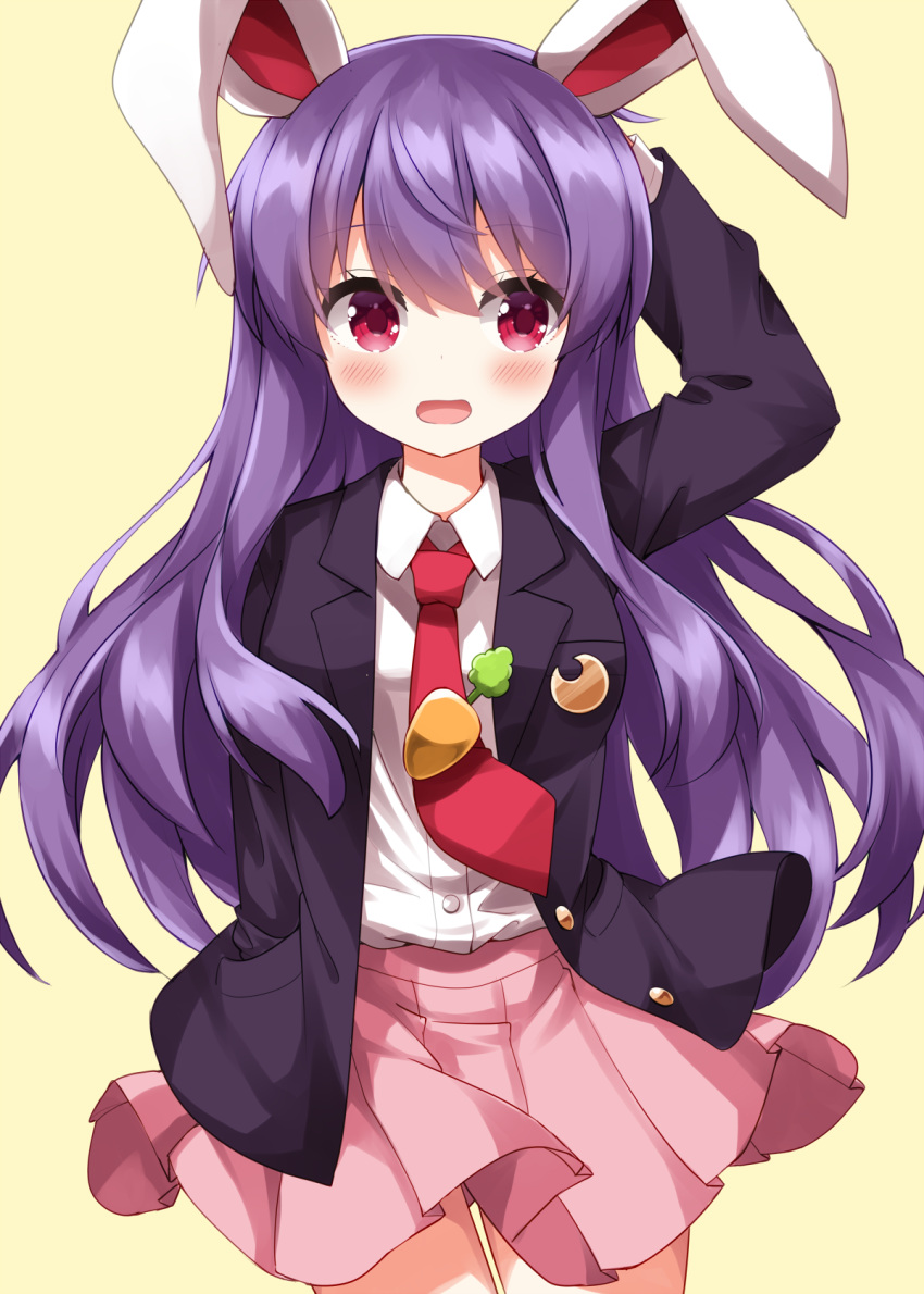 Safebooru - 1girl animal ears arm up black jacket blush buttons carrot ...