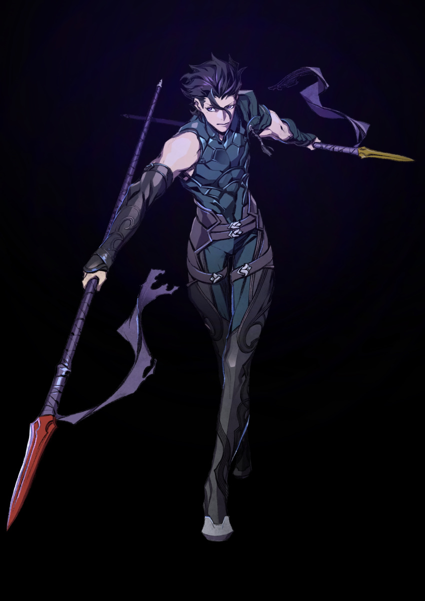 Safebooru - 1boy absurdres ahoge black hair bodysuit chaps dual ...