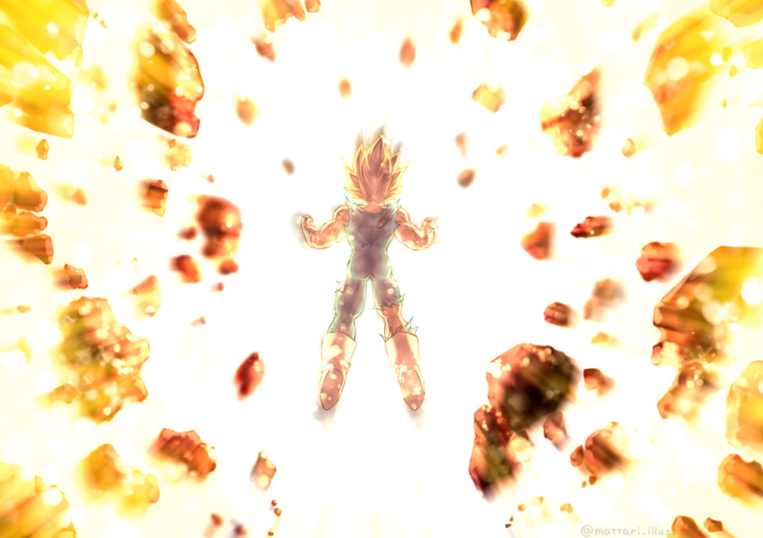 Safebooru - 1boy aura battle damage blonde hair boots derivative work ...