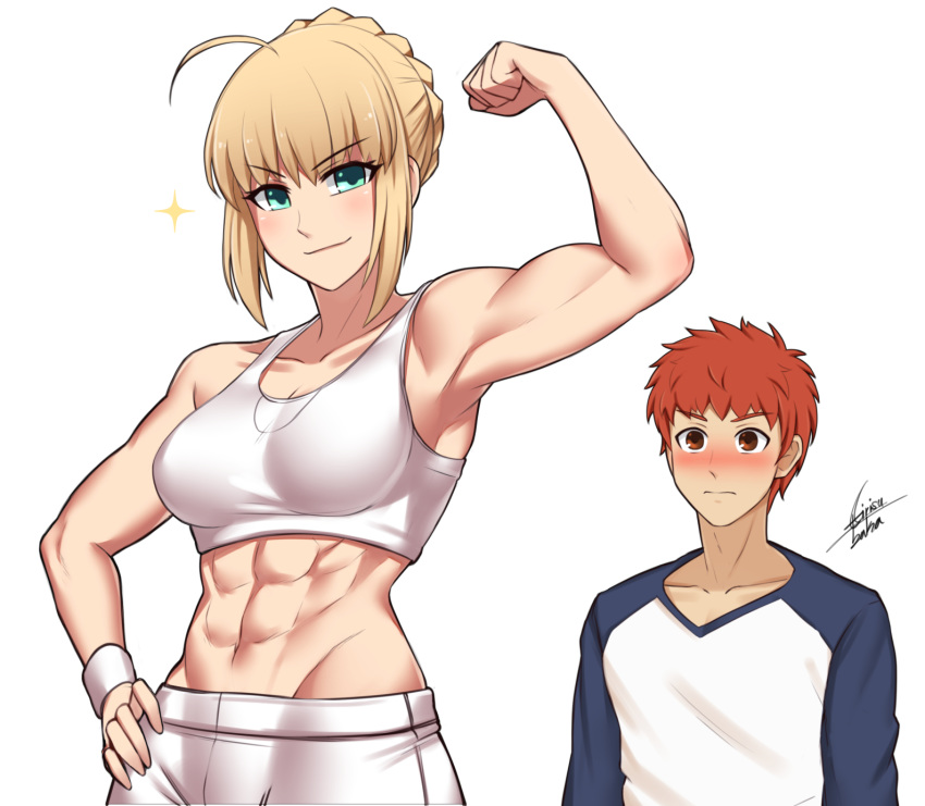 (series) flexing green_eyes hand_on_hip highres muscle muscular_female pose...