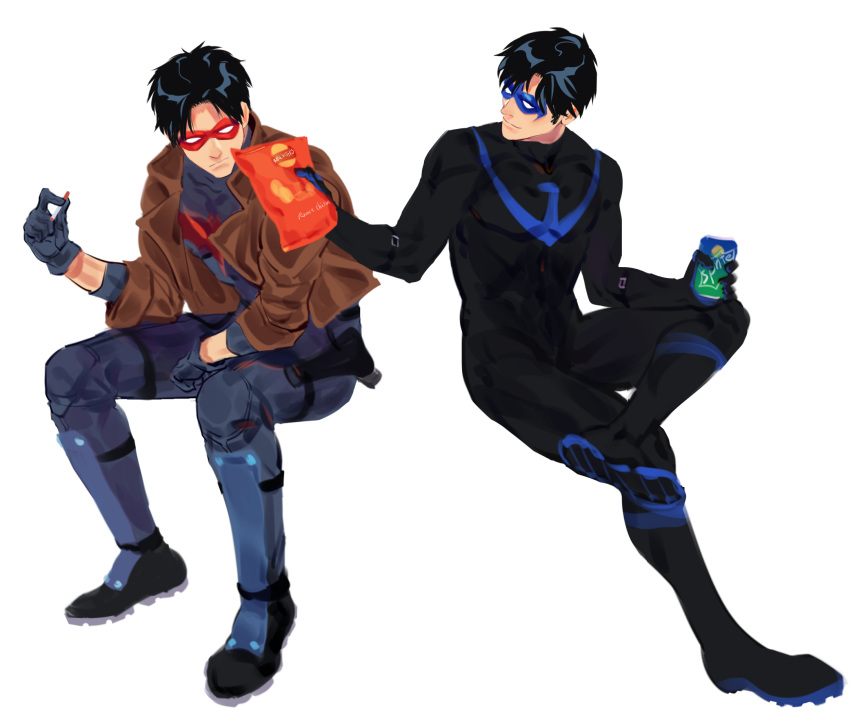 Safebooru 2boys black hair dc comics dick grayson domino mask jason