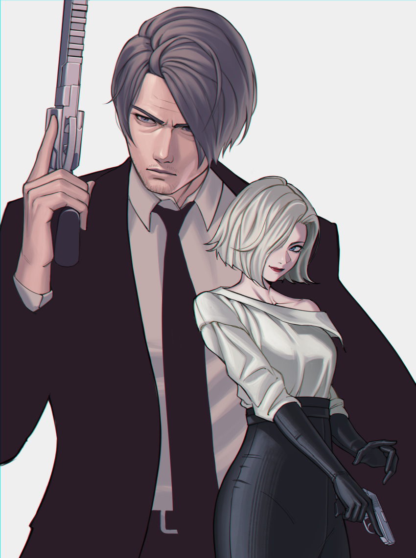 safebooru-1boy-1girl-absurdres-beard-stubble-black-gloves-black
