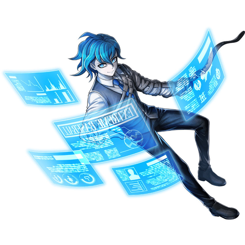 Safebooru - 1boy aoyama kazuki black pants blue eyes blue hair blue ...