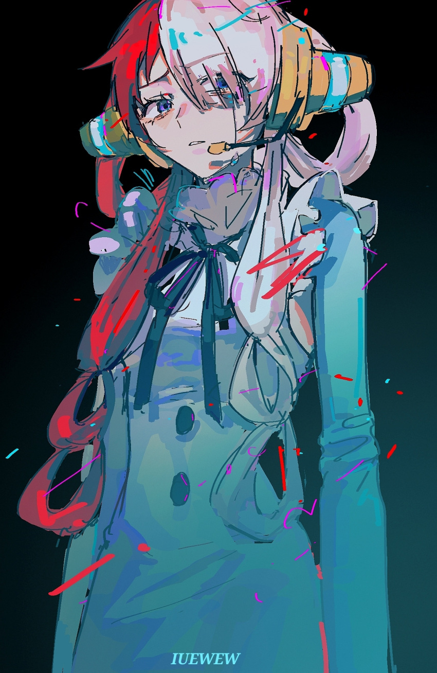 safebooru-1girl-black-ribbon-blue-dress-blue-eyes-commentary-cowboy