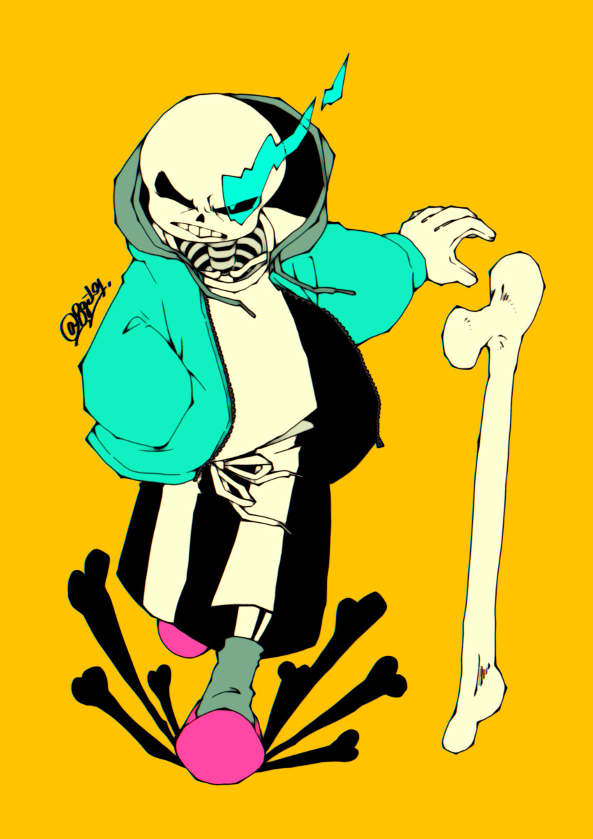 Safebooru - 1boy absurdres black shorts blue eyes blue jacket bone ...