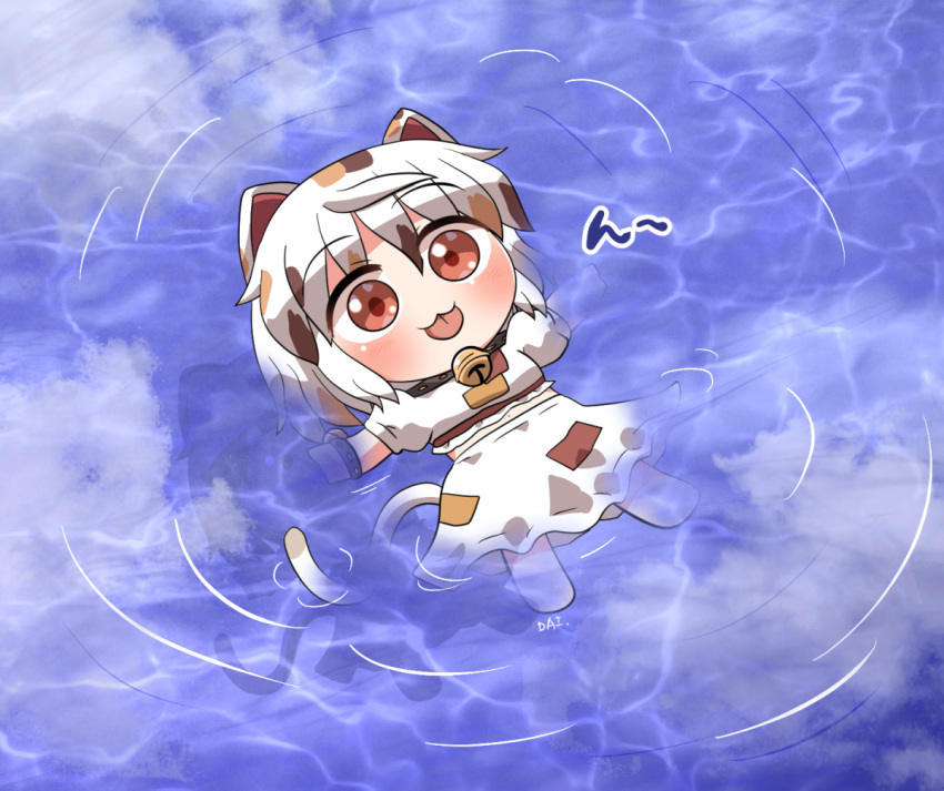 Safebooru - 1girl afloat animal ears bell blush calico cat ears cat ...