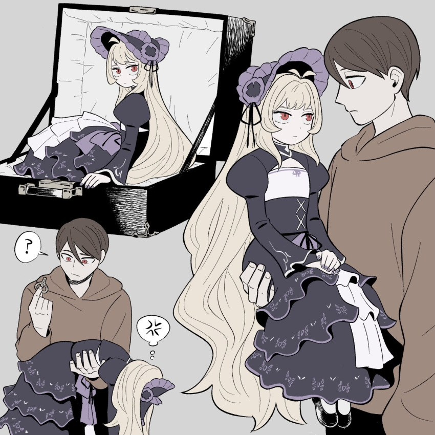 Safebooru - 1boy 1girl ? brown hair dress eighth note f duck478 flower ...