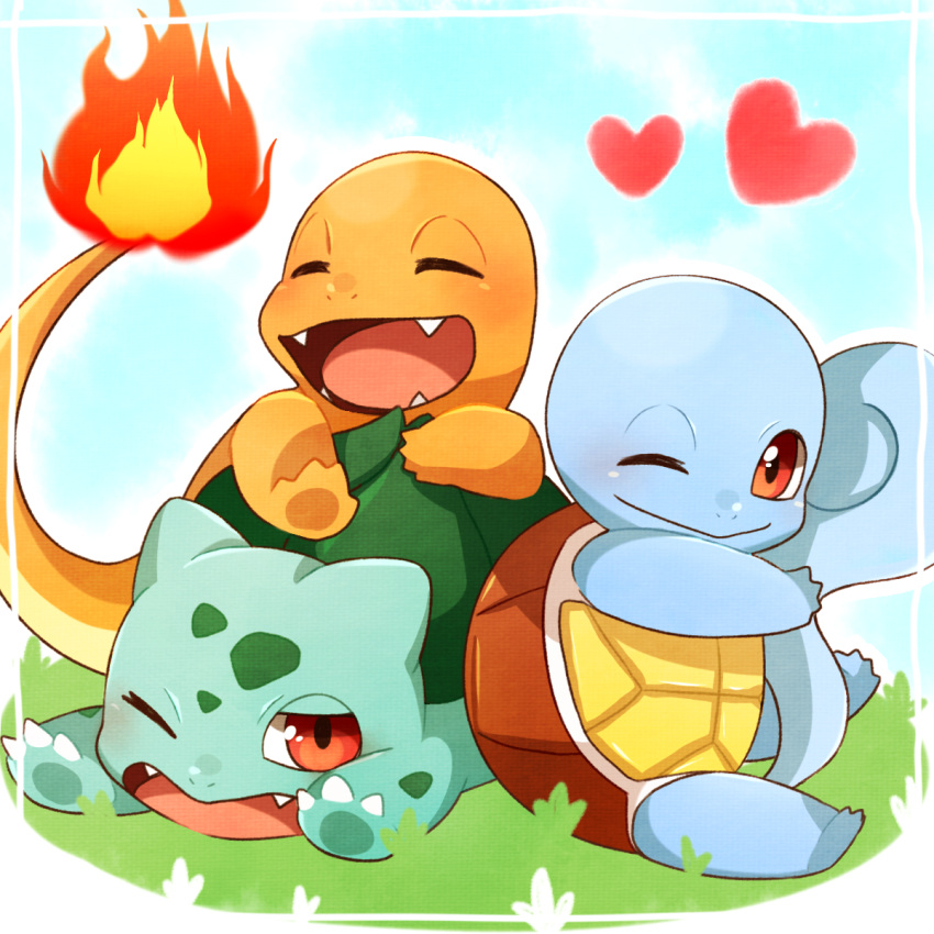 Safebooru - blush bulbasaur charmander closed eyes closed mouth ...