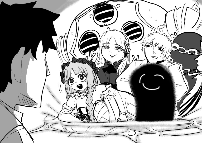 Safebooru - 2girls 2others 3boys absurdres alcides (fate) braid chain ...