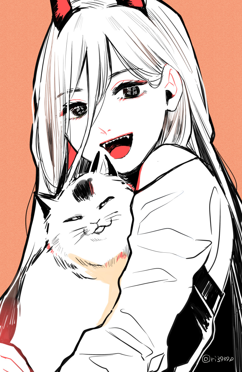 Safebooru 1girl absurdres animal black eyes cat chainsaw man eyebrows visible through hair