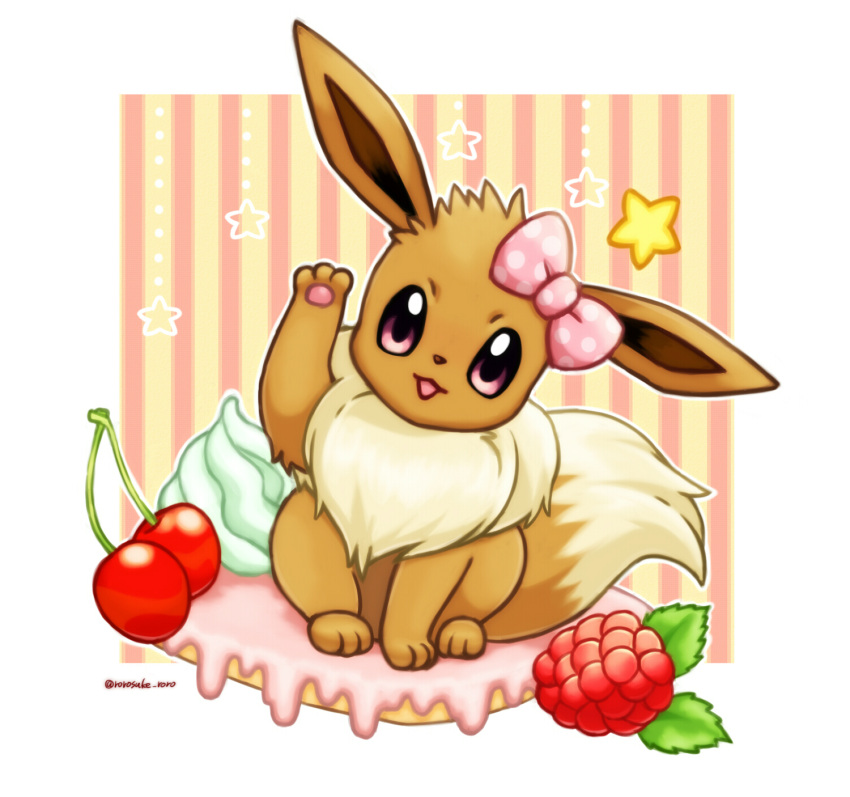 Safebooru - :3 animal focus artist name border bow cherry commentary ...