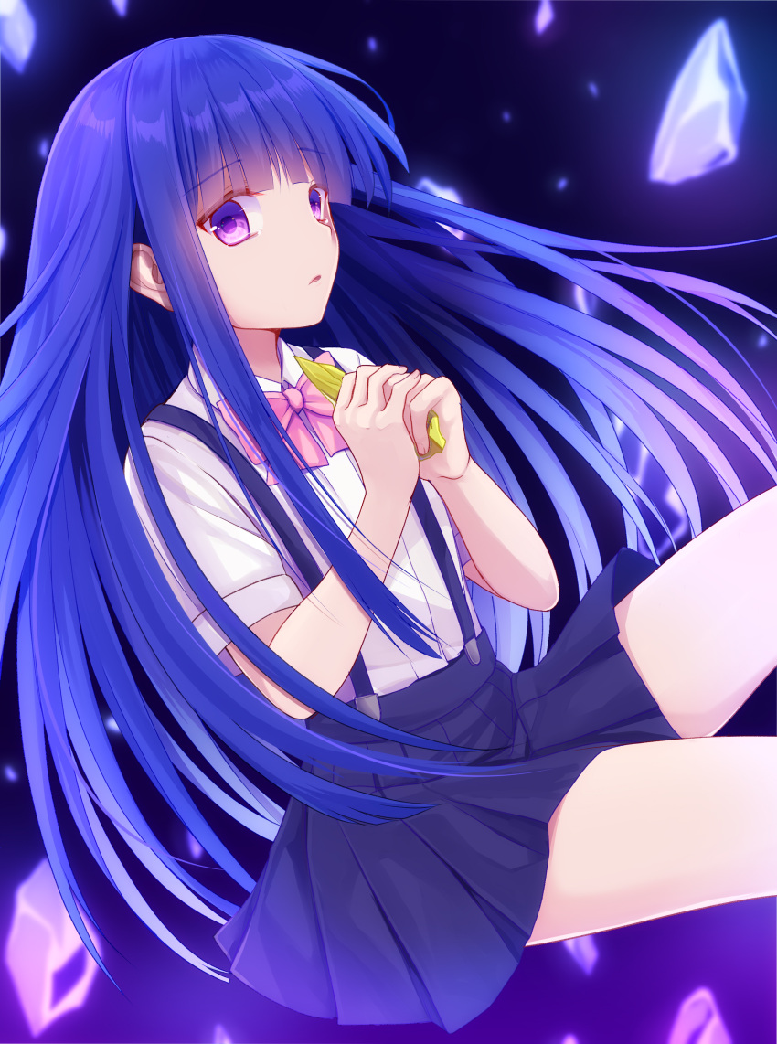 Safebooru - 1girl absurdres akausagi blue hair blue skirt collared ...