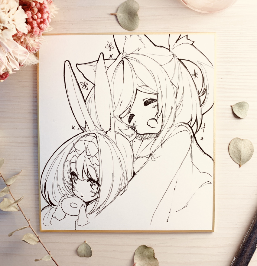 Safebooru - 2girls :d ^ ^ animal ears bangs blush bow closed eyes ...