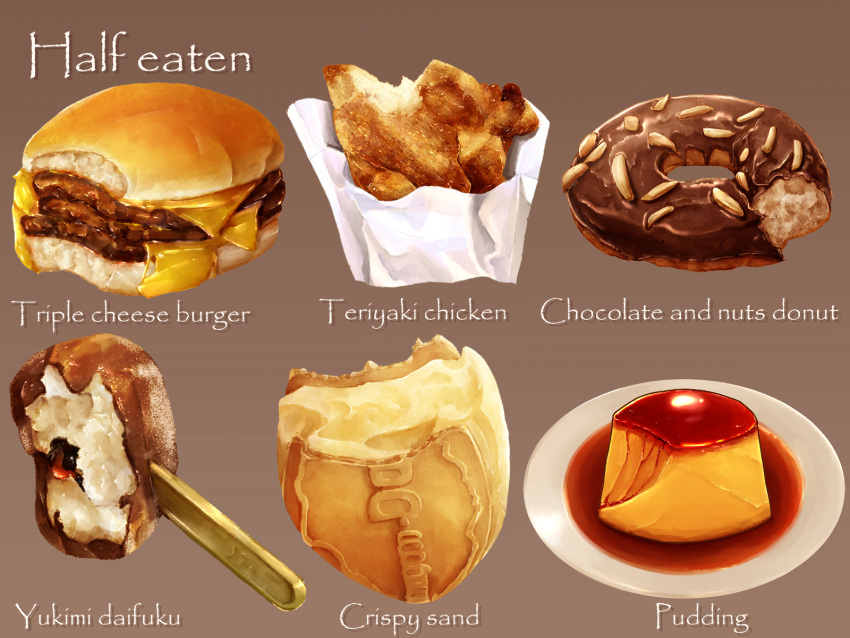 bread_bun cheese dessert food food_focus fried_chicken highres ice_cream ka...