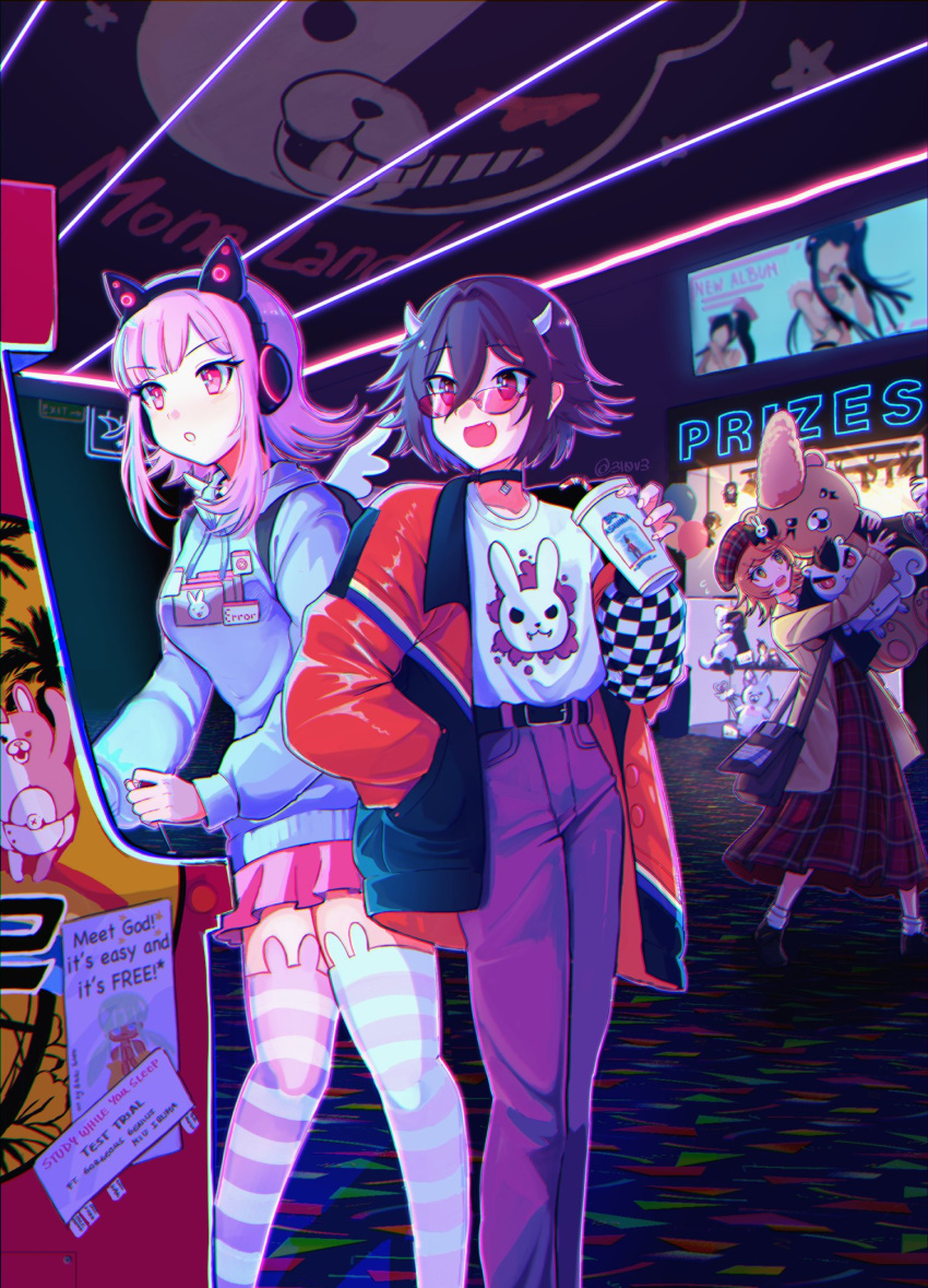 Safebooru - 1girl 2boys alternate costume arcade arcade cabinet black ...