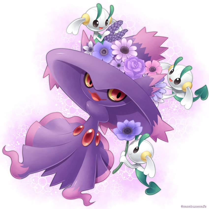 ...happy highres holding holding_flower looking_to_the_side mismagius open_...