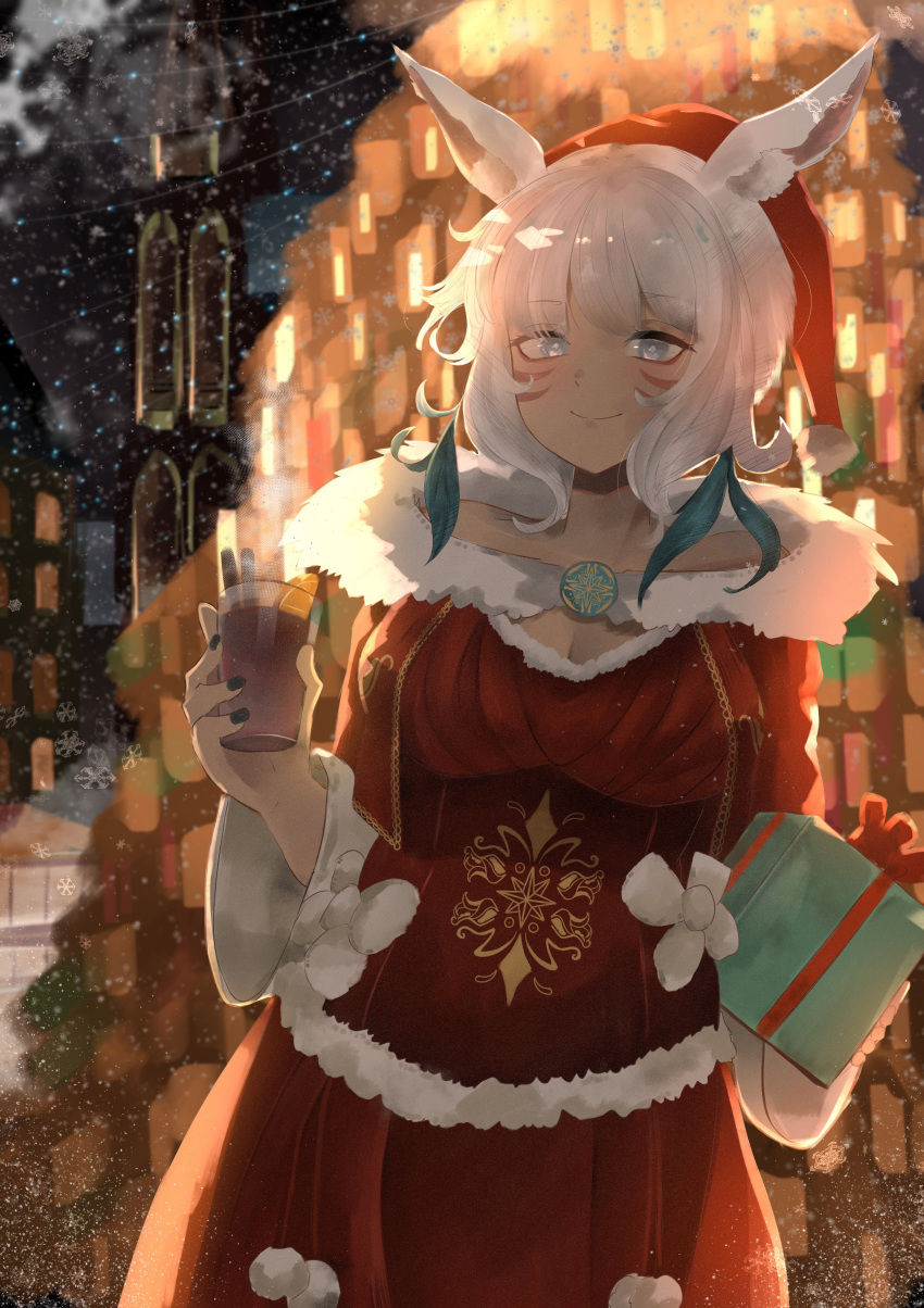 Safebooru - absurdres araca ra black nails blue feathers christmas ...