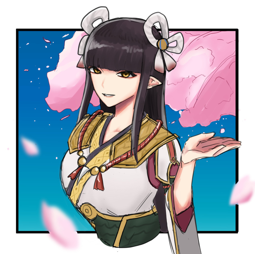 Safebooru 1girl Black Hair Blush Breasts Japanese Clothes Kimono Long Hair Minoto Monster