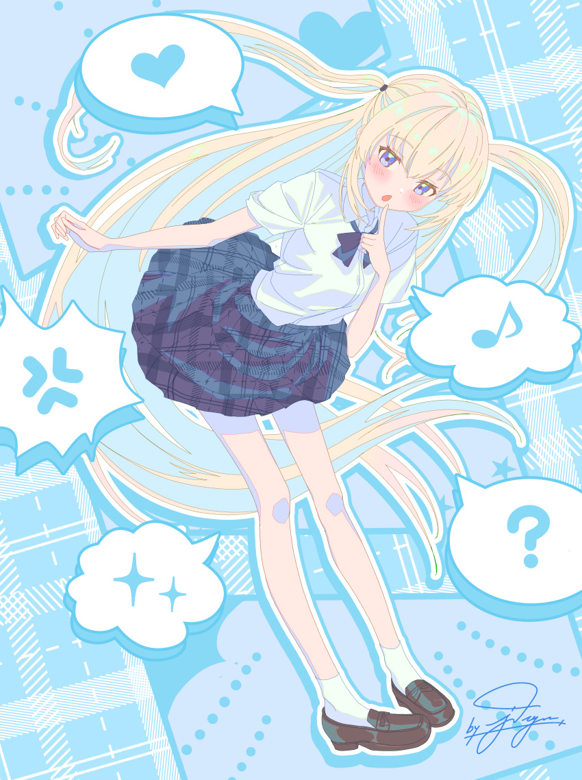 Quotation Mark Format Examples Safebooru - 1girl ? absurdres anger vein blonde hair blue bow blue eyes ...