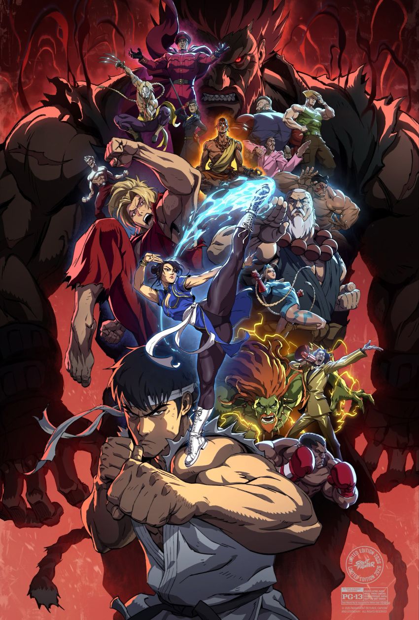 Safebooru - 3girls 6+boys absurdres akuma (street fighter) armor aura ...