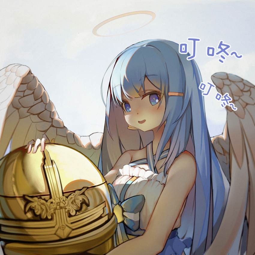 Safebooru - 1girl absurdres angel wings bell bell earrings bellringer ...