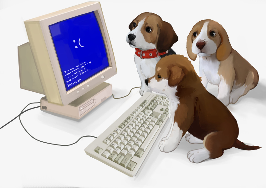 Safebooru - absurdres animal animal focus blue screen of death collar ...