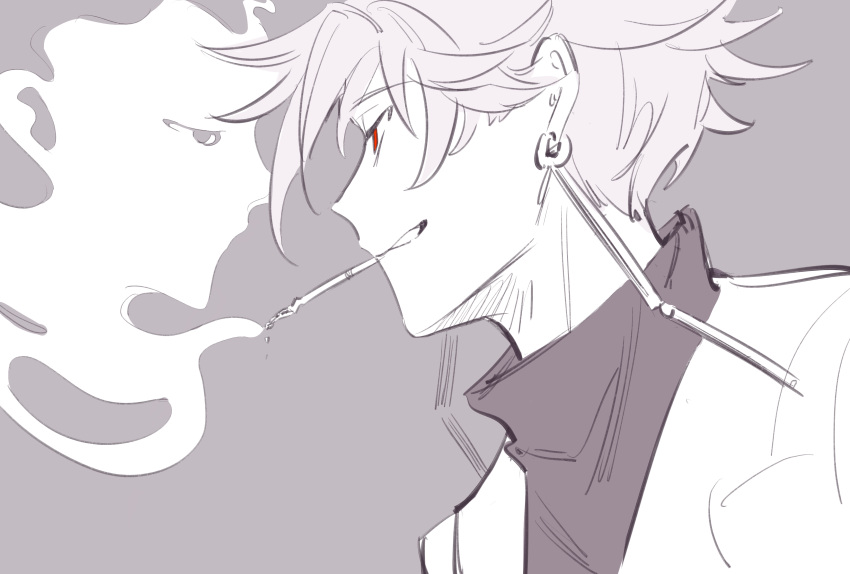 Safebooru - 1boy absurdres cigarette commentary earrings english ...