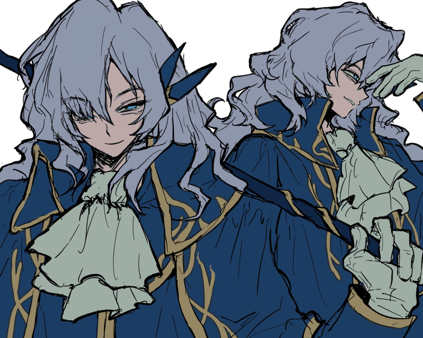 Safebooru - 1boy anzekeye argalia (project moon) ascot blue coat closed ...