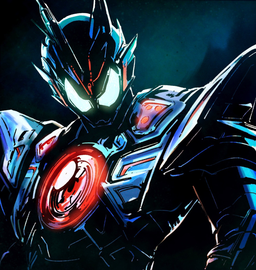 Safebooru - 1boy armor assault wolf blue armor blue eyes glowing ...