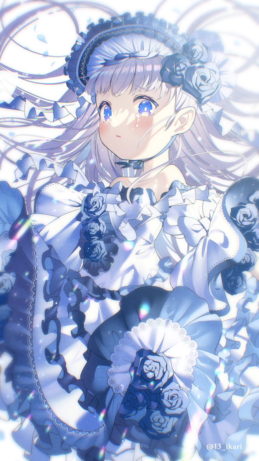 Safebooru - 1girl absurdres bangs bare shoulders black flower black ...