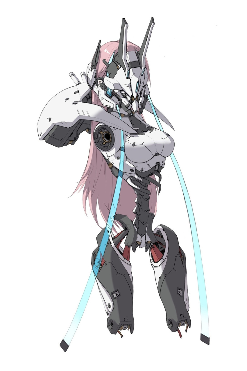Safebooru 1girl Amputee Android Breasts Cable Ctpt9r Headgear Highres Joints Long Hair Mask