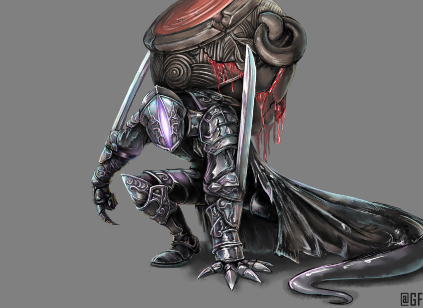 Safebooru ambiguous gender armor blade bondrewd crack dual wielding