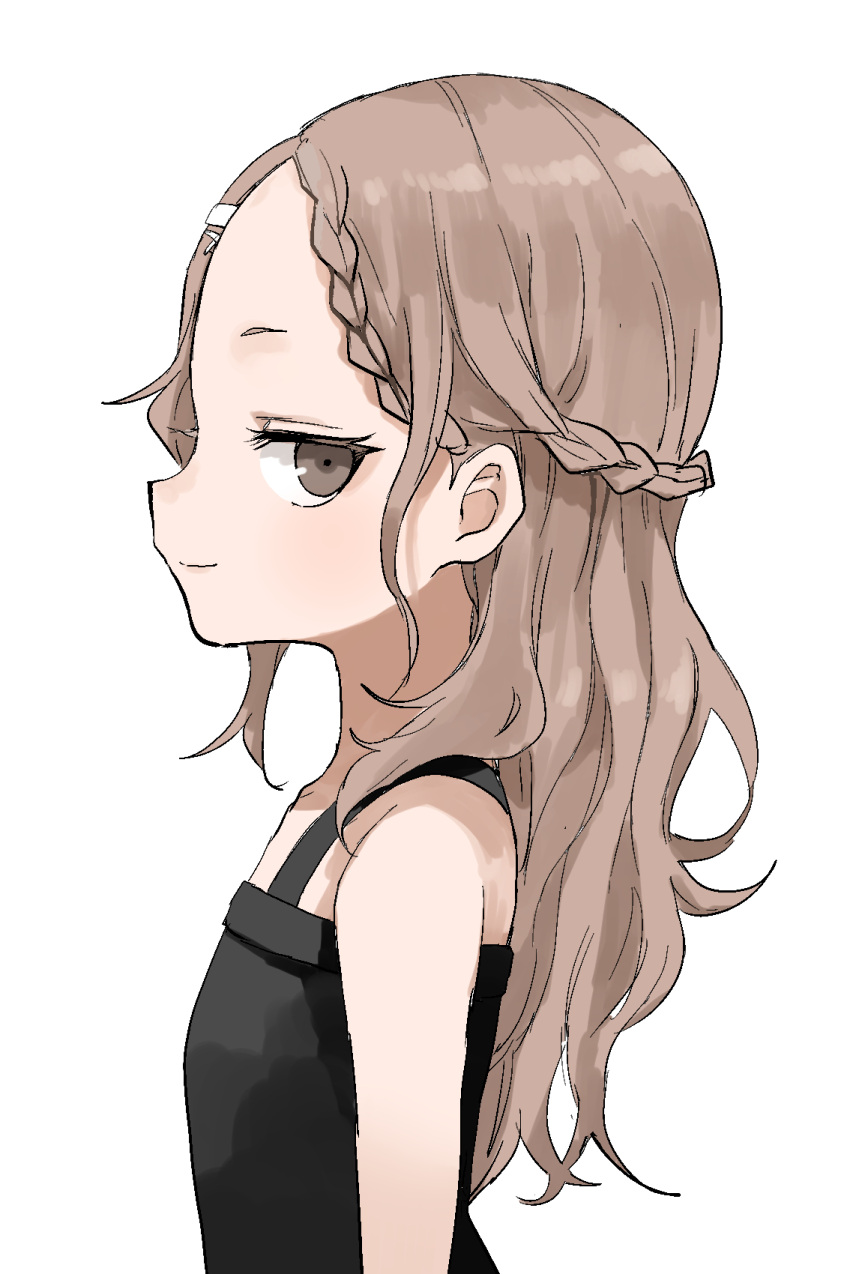 Safebooru 1girl Black Dress Braid Brown Eyes Brown Hair Closed Mouth Commentary Request Dress