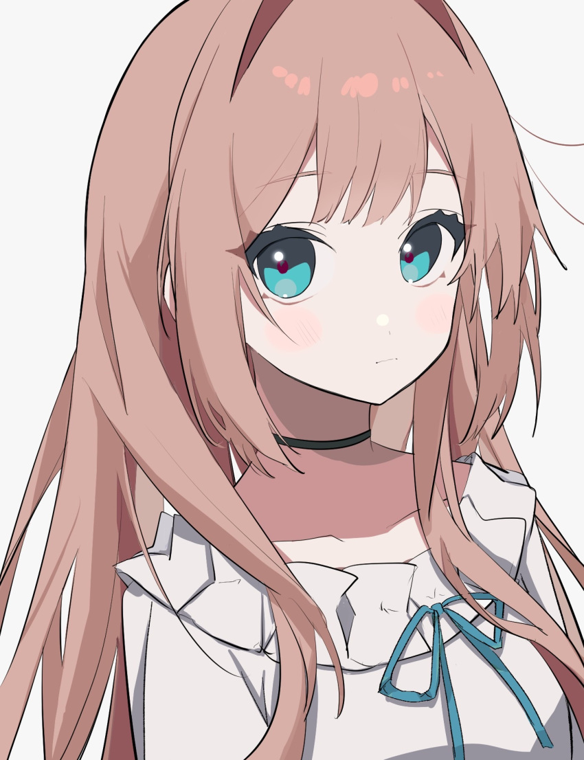 Safebooru 1girl Ahute Bangs Blue Eyes Blush Brown Hair Choker Collarbone Eyebrows Visible 6961