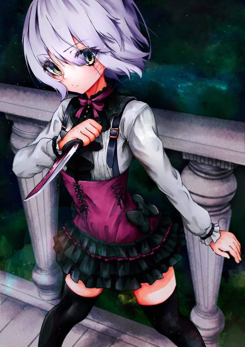 Safebooru - 1girl absurdres black thighhighs commentary request dagger ...