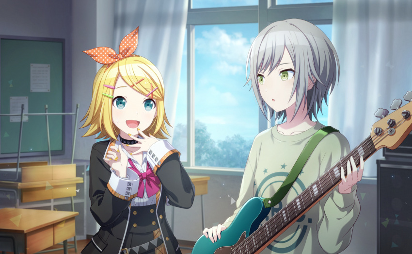 safebooru-2girls-d-aqua-eyes-black-choker-black-jacket-black-skirt
