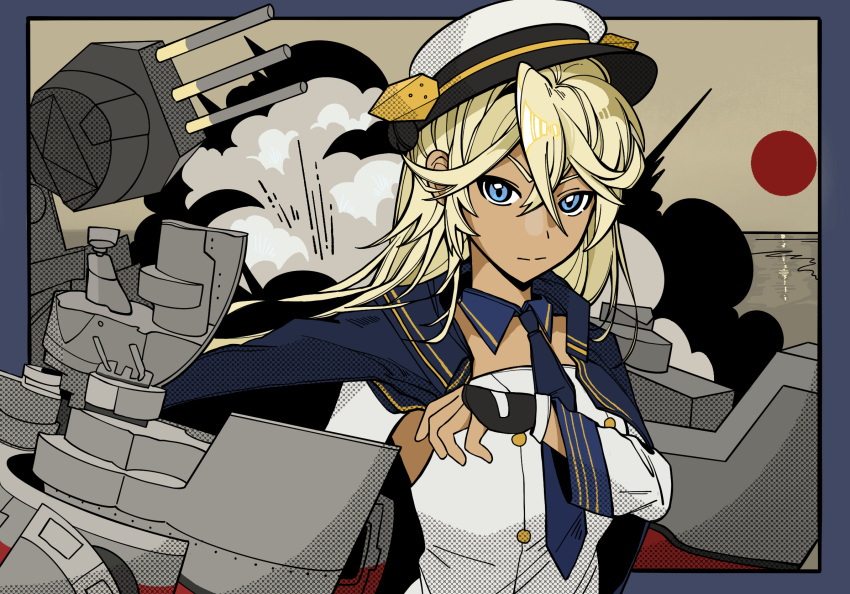 Safebooru - 1girl azur lane black gloves blonde hair blue border blue ...