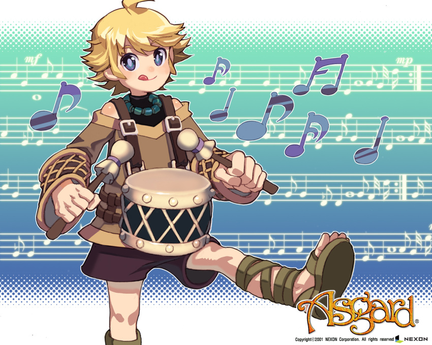 Pinacle Mallets Notes Letered Safebooru - 1boy 2001 aqua background asgard bard bard (asgard) bare ...