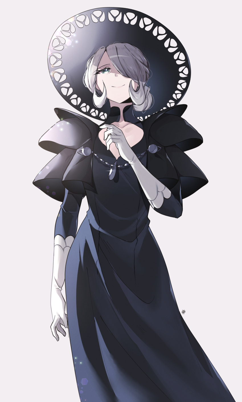 Safebooru 1girl Absurdres Arm At Side Black Dress Black Headwear Cleavage Cutout Closed Mouth 