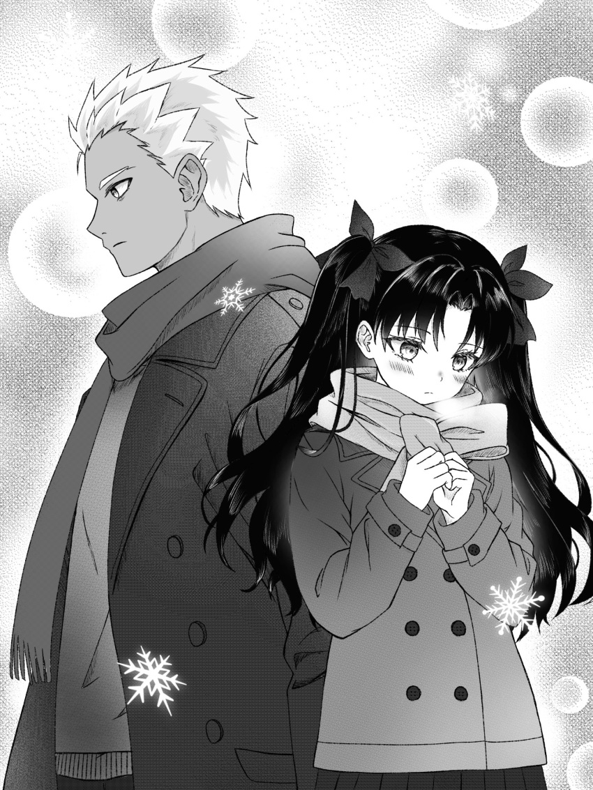 Safebooru - 1boy 1girl archer (fate) blush coat dark-skinned male dark ...
