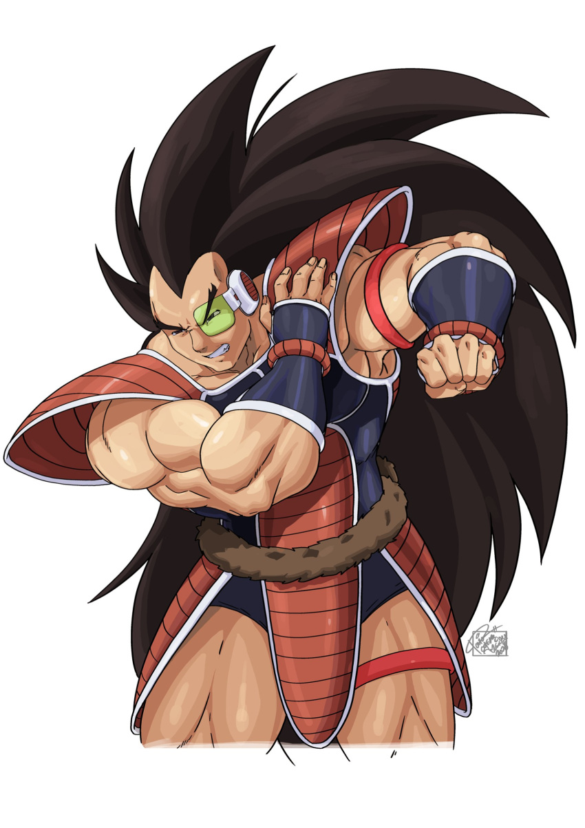 Raditz Scouter Color Safebooru - 1boy absurdres armor brown hair clenched hand clenched ...