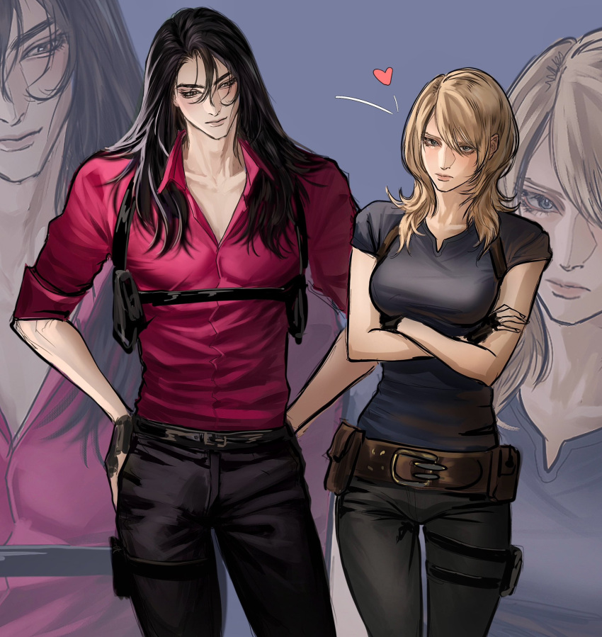 Safebooru - 1boy 1girl ada wong baabr belt black belt black gloves ...