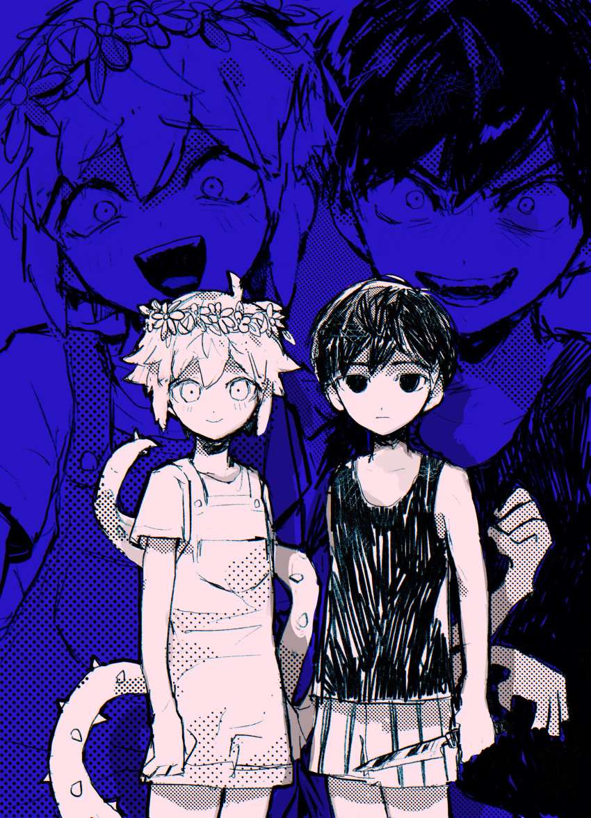 Safebooru 2boys absurdres basil (omori) black eyes black hair blush