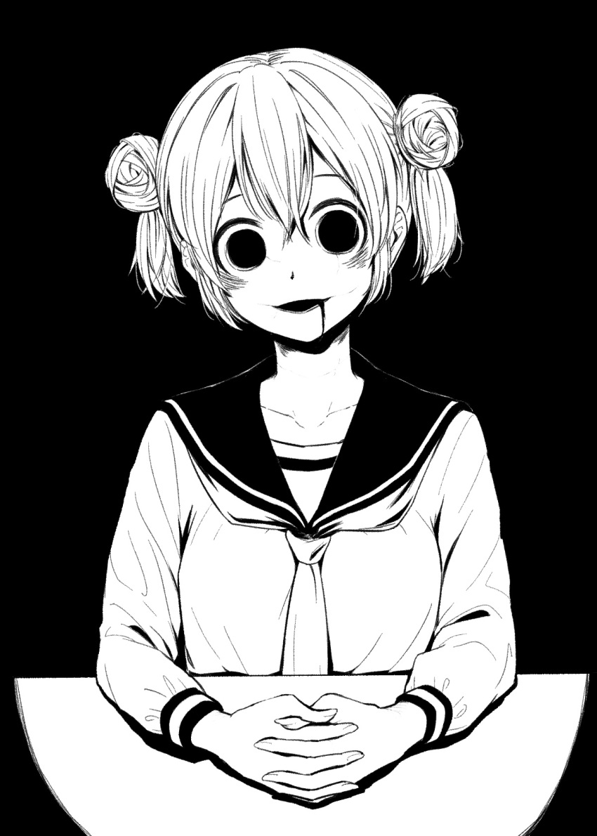 Safebooru - 1girl 4shi bangs black background blood blood on face ...