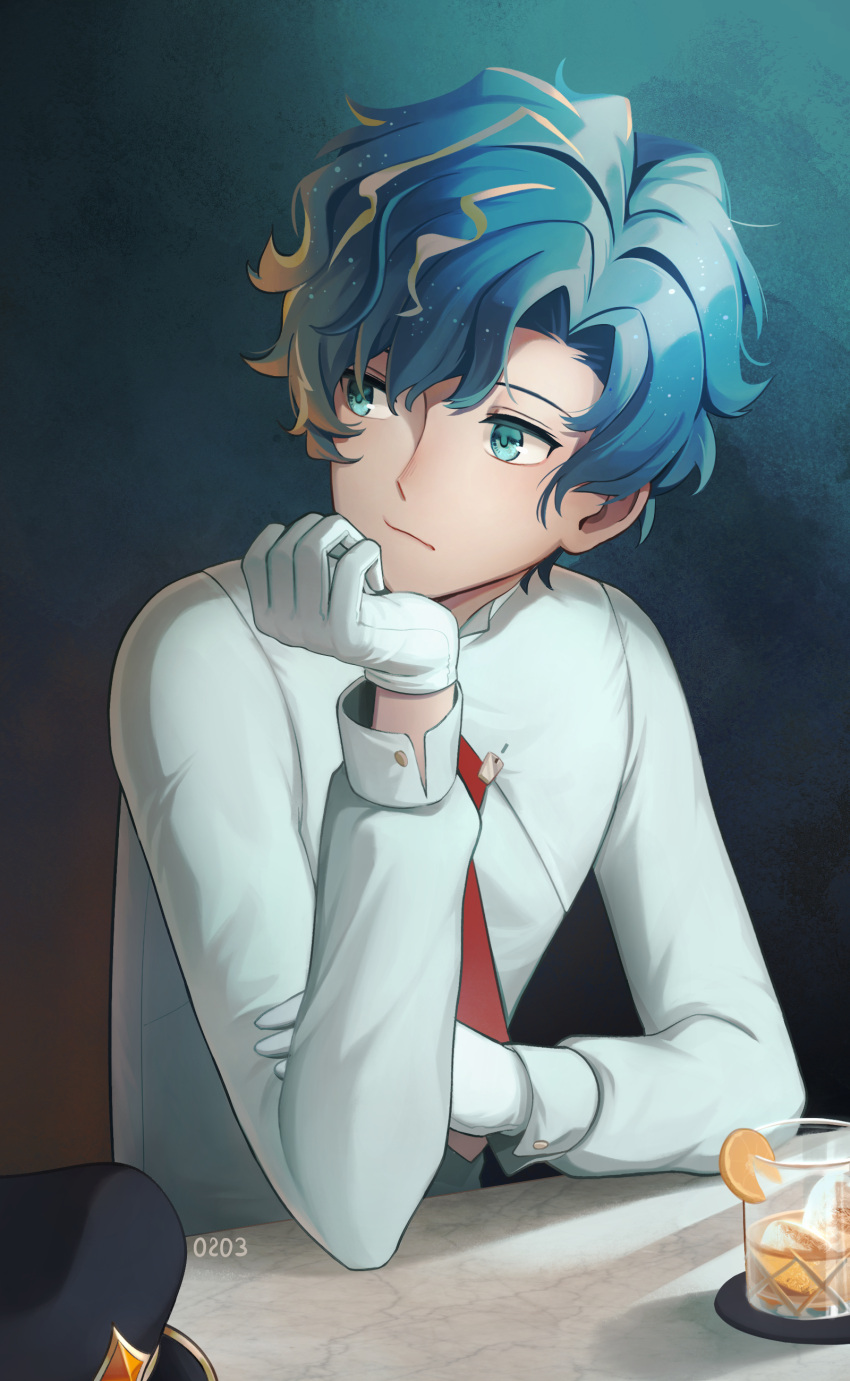Safebooru - 1boy absurdres aqua eyes astel leda blonde hair blue hair ...